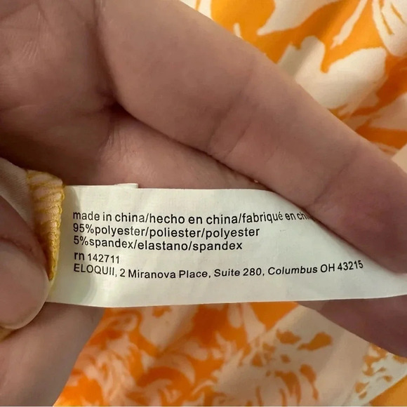 Eloquii Women's Short Dolman Sleeve Yellow & White Floral Maxi Dress Size 16 GUC - Picture 8 of 10